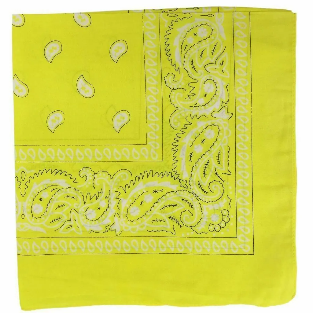 10 x Yellow Paisley Bandanas Head Wrap 100% Cotton Neck Scarf Mask Bandana