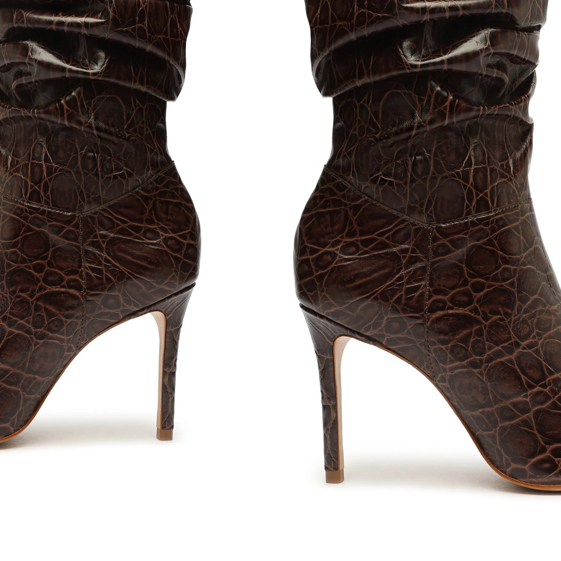 Ashlee Crocodile-Embossed Leather Bootie