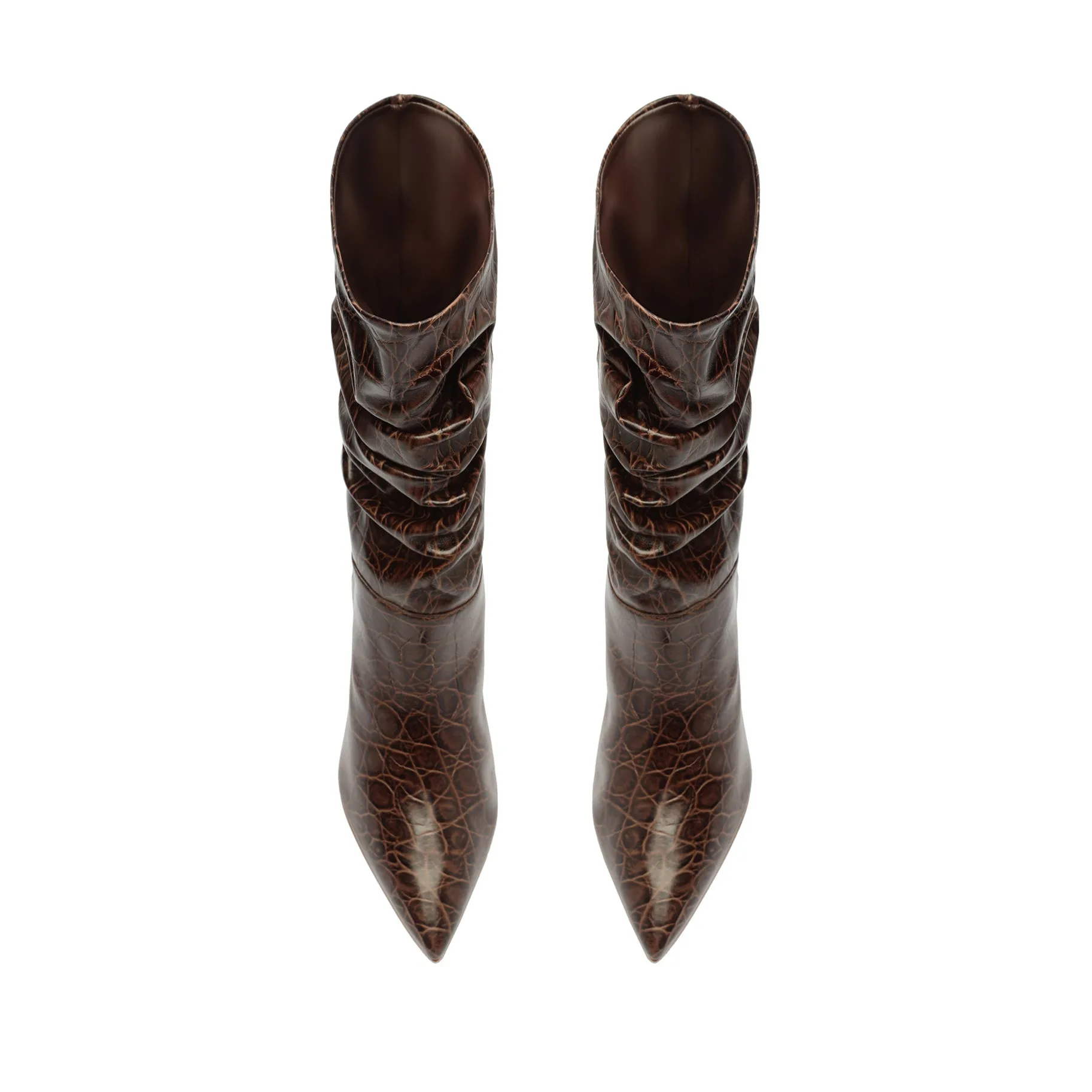 Ashlee Crocodile-Embossed Leather Bootie