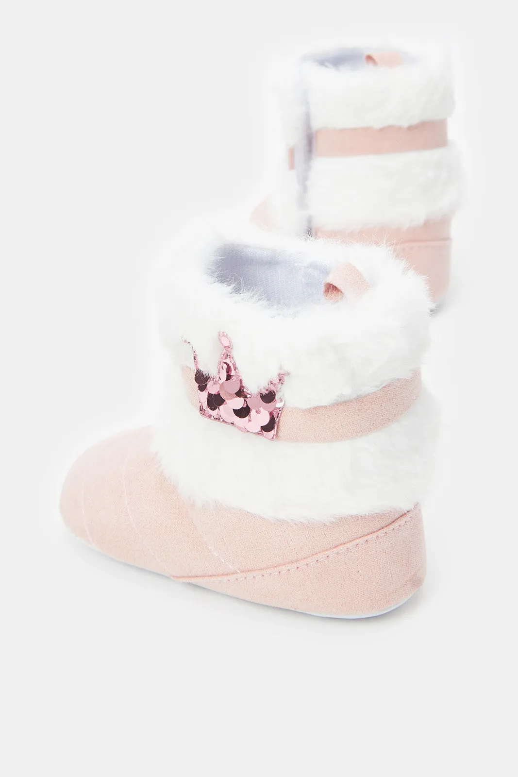 Babies Pink Faux Fur Booties