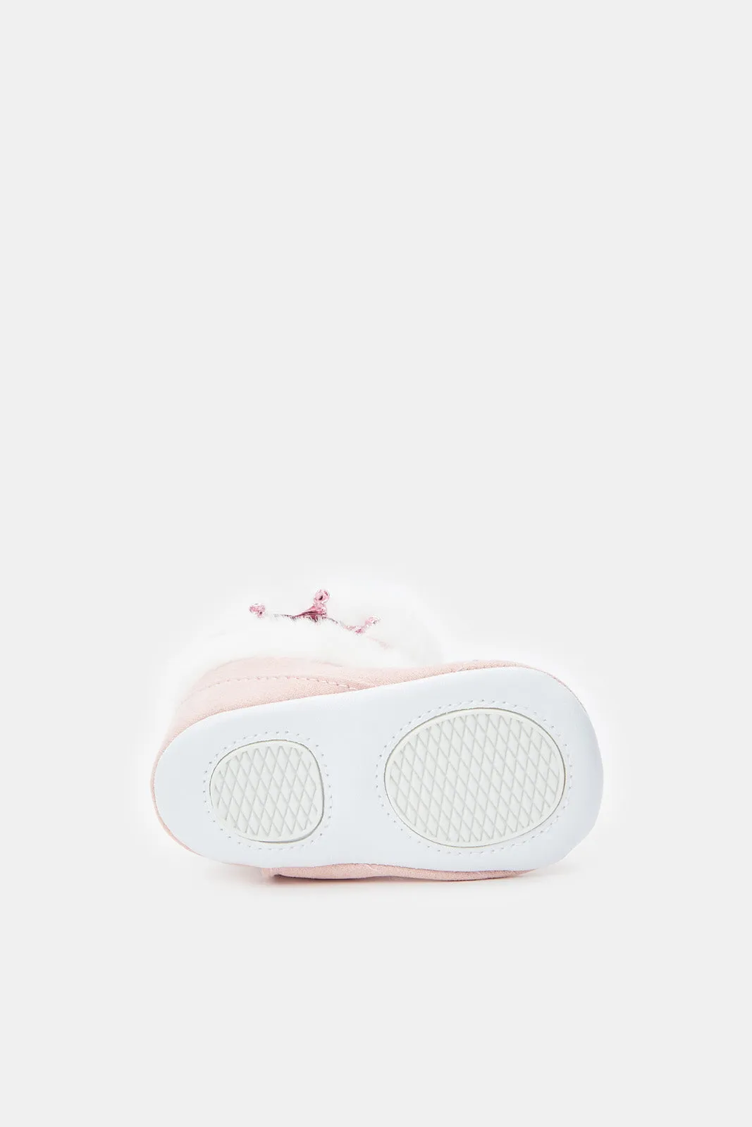 Babies Pink Faux Fur Booties