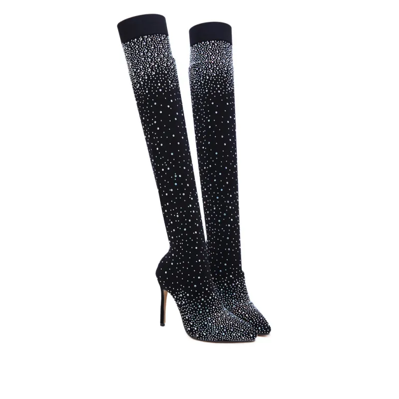 Black Friday Sale:50% OFFWomens Sparkly Faux Diamonds Over-the-Knee Boots