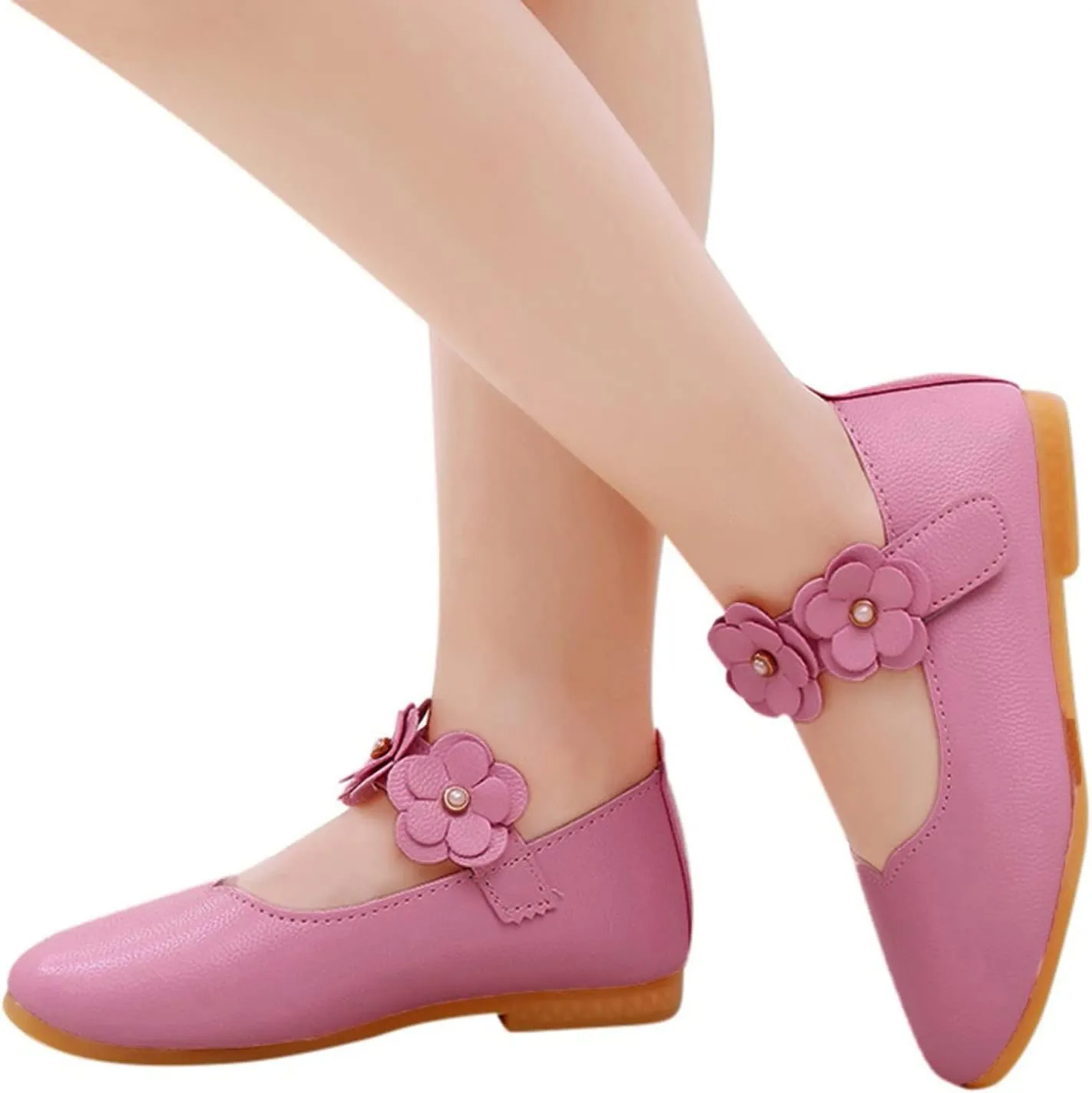 Black Shoes for Girls,Children Baby Girls Leather Flower Princess Shoes Soft Dance Shoes Kids Shoes 1-11 Years