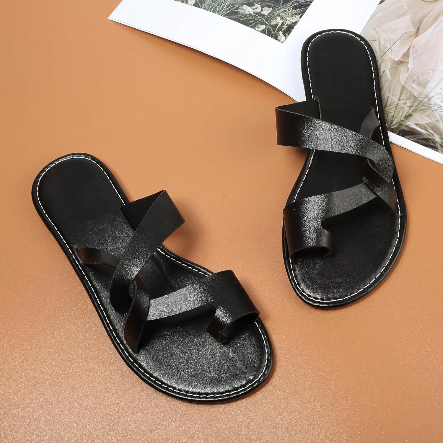 Bohemian Dress Sandals Womens Casual Flats Sandals Comfortable Ankle Strap Summer Boho Thong Sandals
