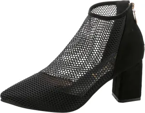 Boots for Women Fashion Ankle Booties Breathable Mesh Summer Boots Zipper Dressy Booties for Ladies