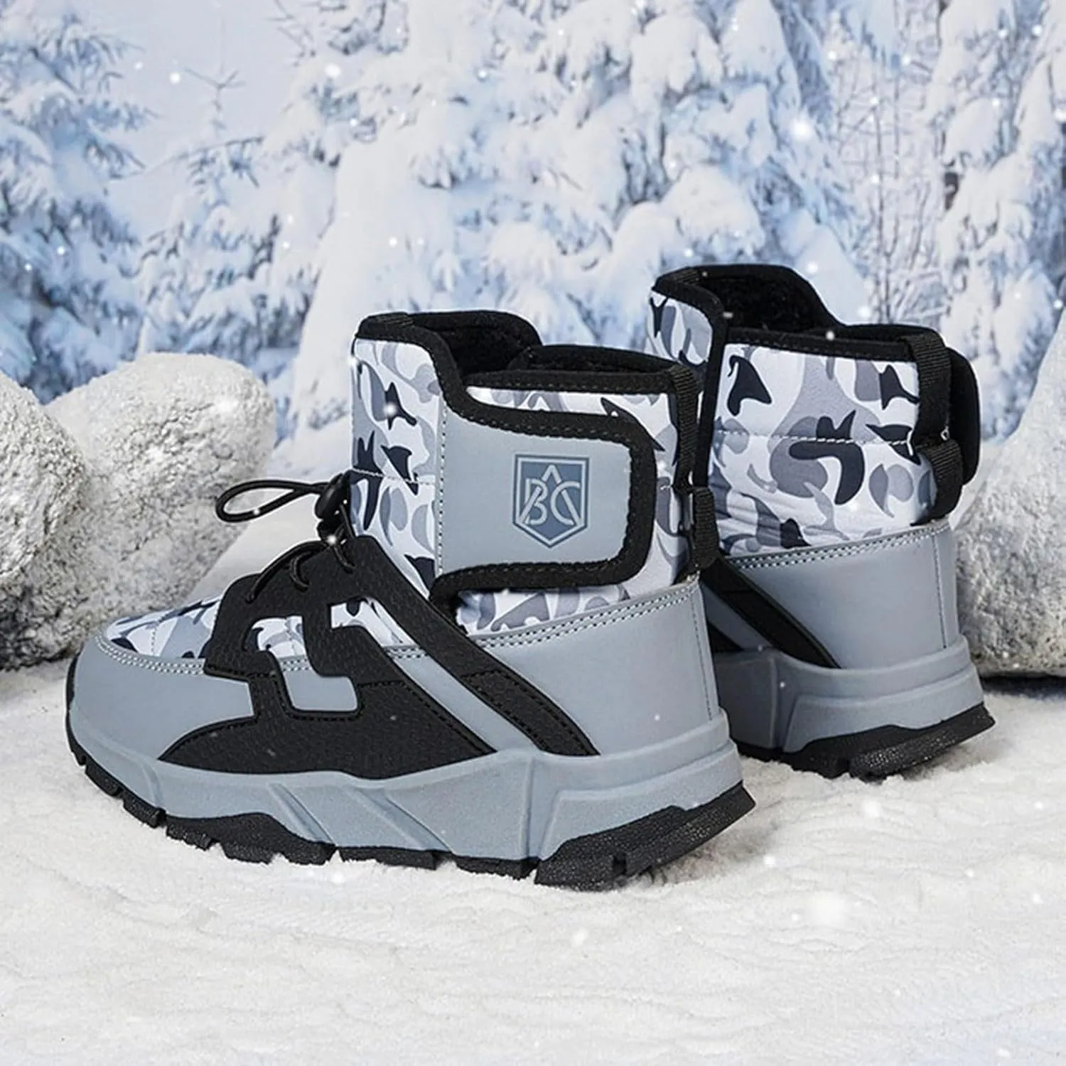 Boys Girls Snow Boots Waterproof Non Slip Outdoor Winter Shoes for Toddler Kids Wide Toe Box Warm Boots