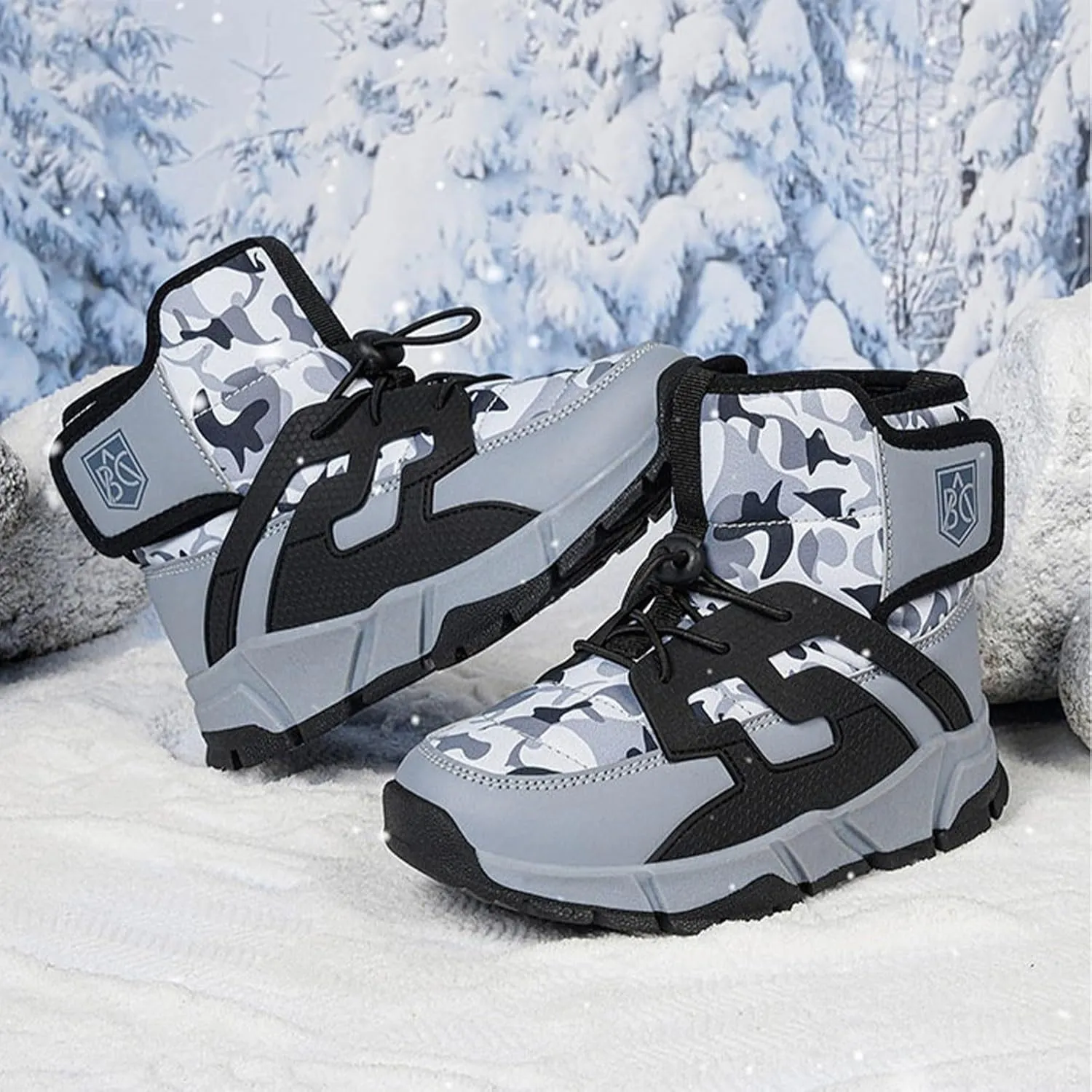 Boys Girls Snow Boots Waterproof Non Slip Outdoor Winter Shoes for Toddler Kids Wide Toe Box Warm Boots