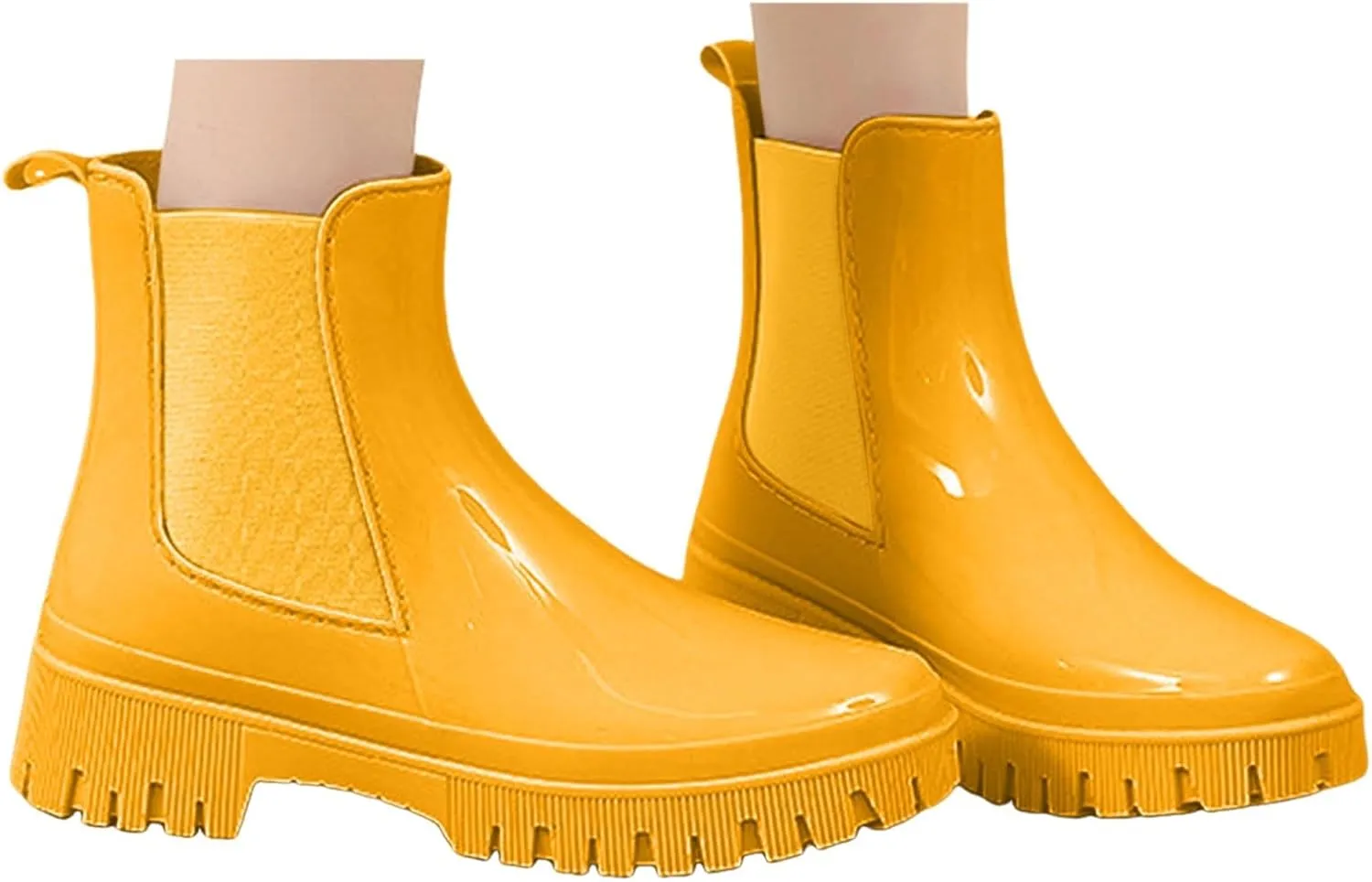 Cathalem Ankle Rain Boots for Women Waterproof Chelsea Rain Boots Rubber Boots Short Boots Anti Slip Lightweight Work Booties