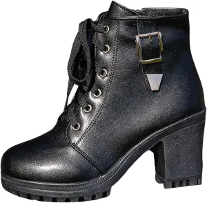 Cathalem Gothic Boots for Women Goth Platform Chunky Boots High Heel Black Ankle Booties Rivets Punk Combat Boot Shoes