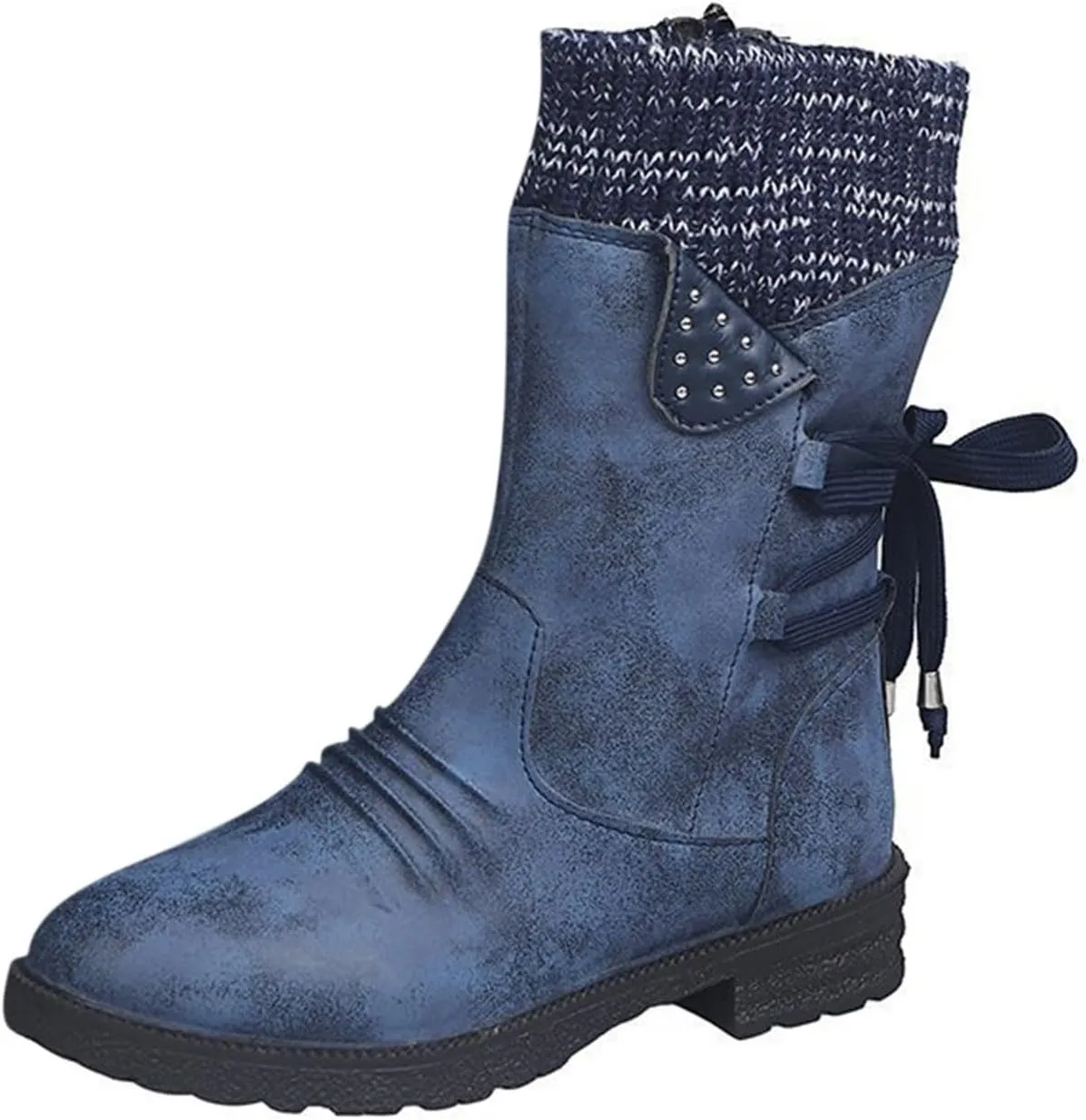 Cathalem Mid Calf Boots for Women Mid Calf Dress Boots Biker Motorcycle Riding Boots Women For Women Womens Winter Boots