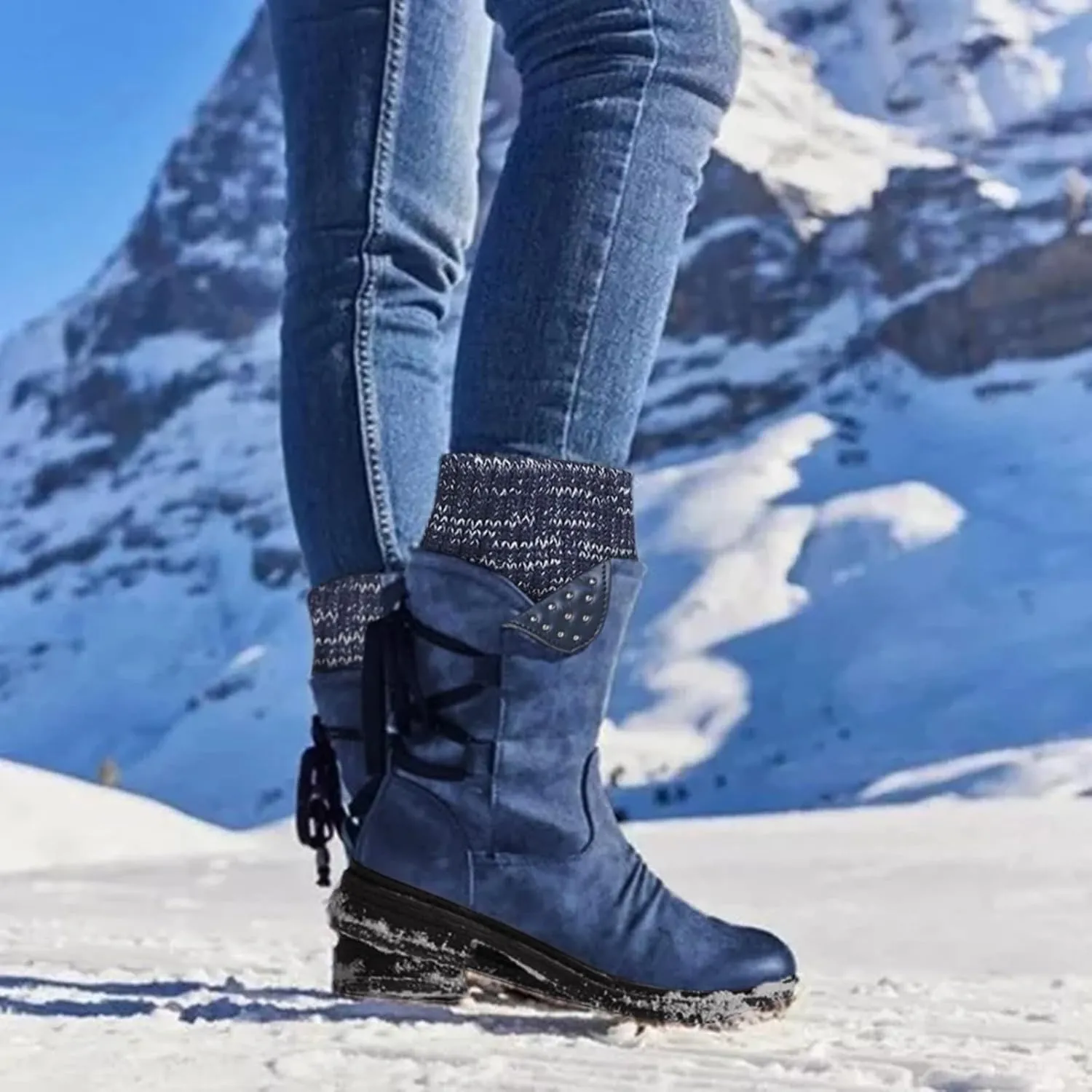 Cathalem Mid Calf Boots for Women Mid Calf Dress Boots Biker Motorcycle Riding Boots Women For Women Womens Winter Boots