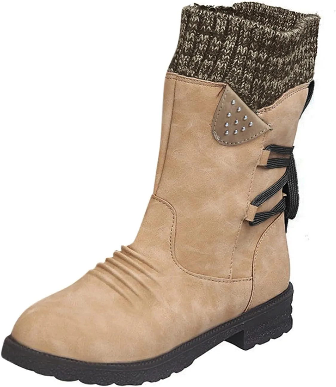 Cathalem Mid Calf Boots for Women Mid Calf Dress Boots Biker Motorcycle Riding Boots Women For Women Womens Winter Boots
