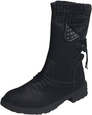 Cathalem Mid Calf Boots for Women Mid Calf Dress Boots Biker Motorcycle Riding Boots Women For Women Womens Winter Boots