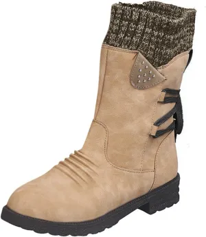 Cathalem Mid Calf Boots for Women Mid Calf Dress Boots Biker Motorcycle Riding Boots Women For Women Womens Winter Boots