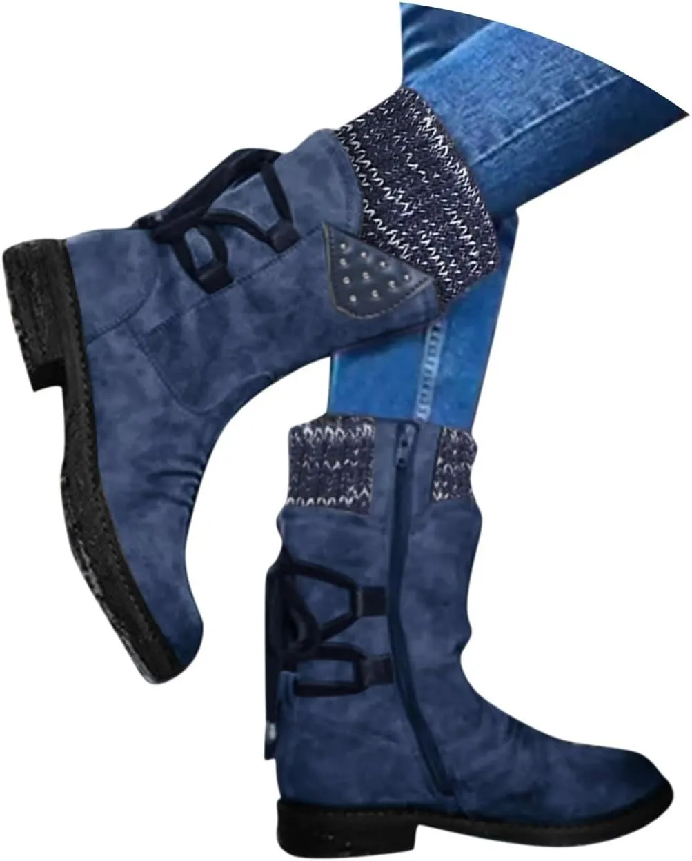 Cathalem Mid Calf Boots for Women Mid Calf Dress Boots Biker Motorcycle Riding Boots Women For Women Womens Winter Boots
