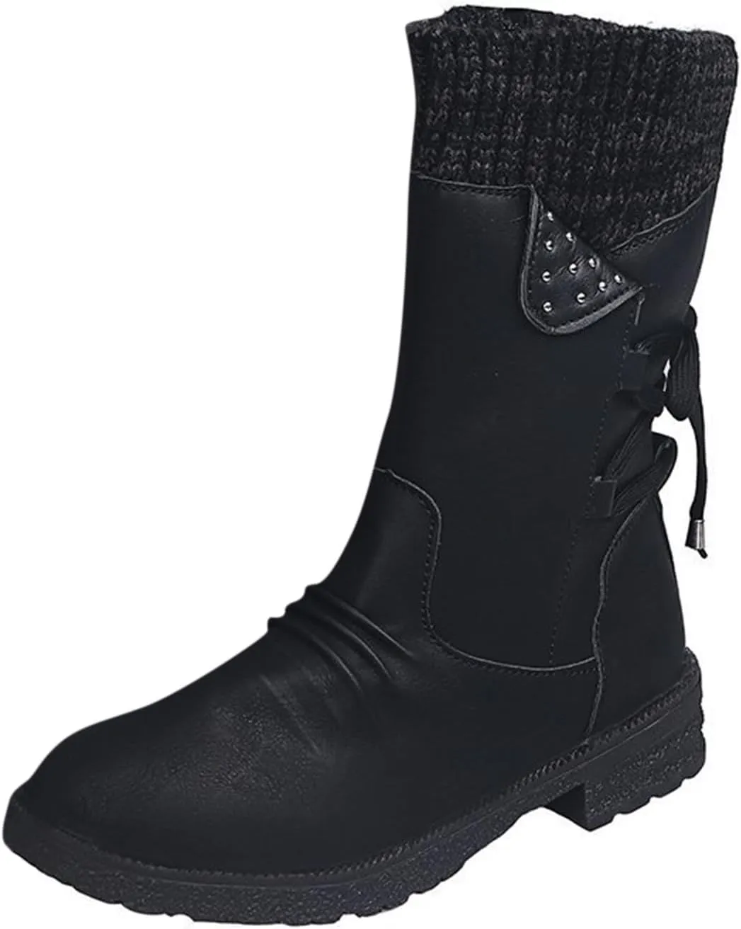 Cathalem Mid Calf Boots for Women Mid Calf Dress Boots Biker Motorcycle Riding Boots Women For Women Womens Winter Boots