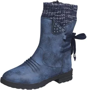 Cathalem Mid Calf Boots for Women Mid Calf Dress Boots Biker Motorcycle Riding Boots Women For Women Womens Winter Boots