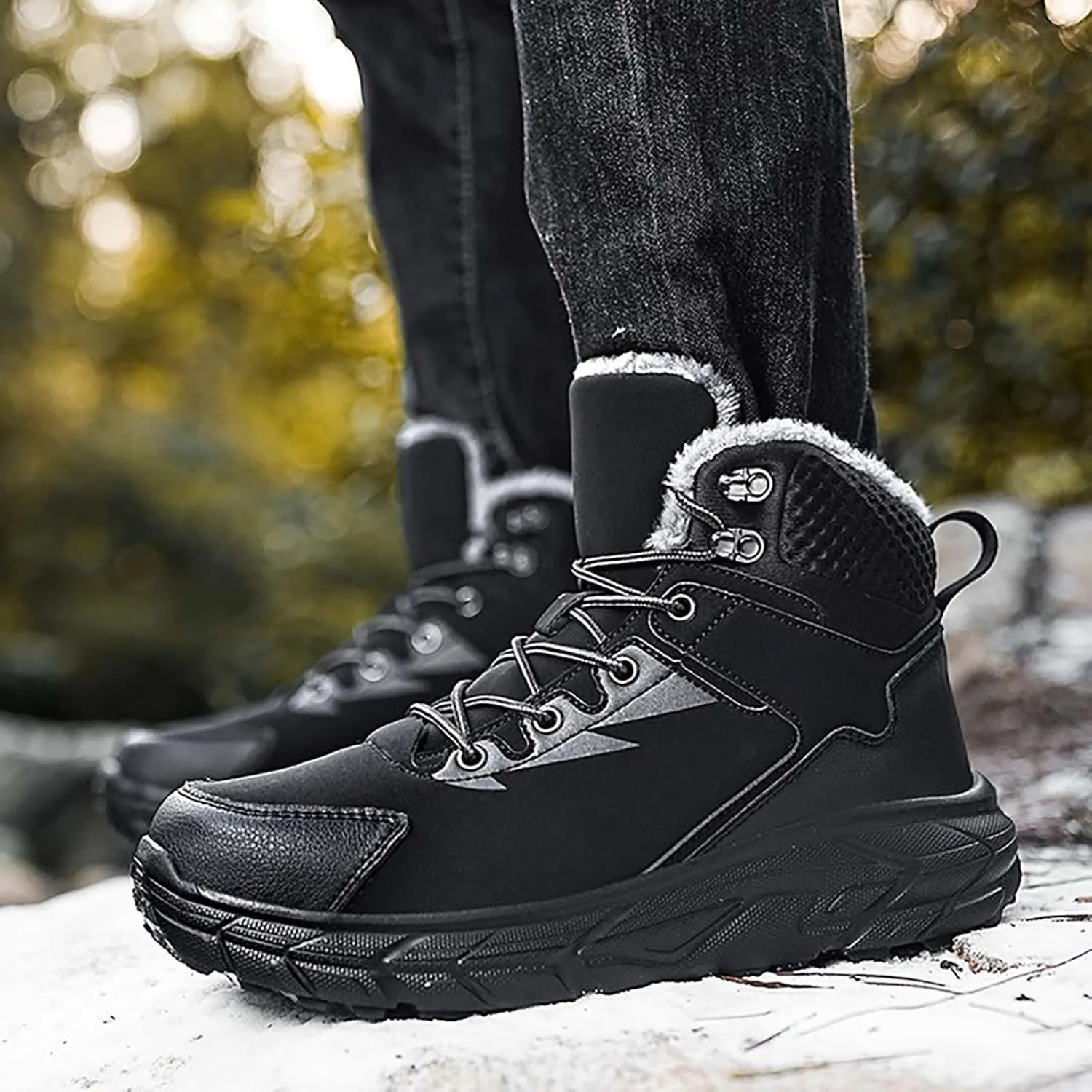 Composite Work Shoes Wear And Anti Slip Snow Boots Five Finger Cotton Shoes Outdoor Sports Men's Snow Boots Slip on Wide