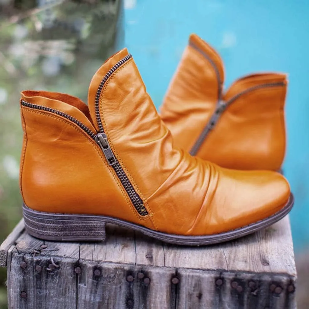 Cowboy Boots for Women Womens Western Vintage Casual Shoes Chunky Heel Fall Dress Short Boots Cowgirl Ankle Suede Zipper Booties