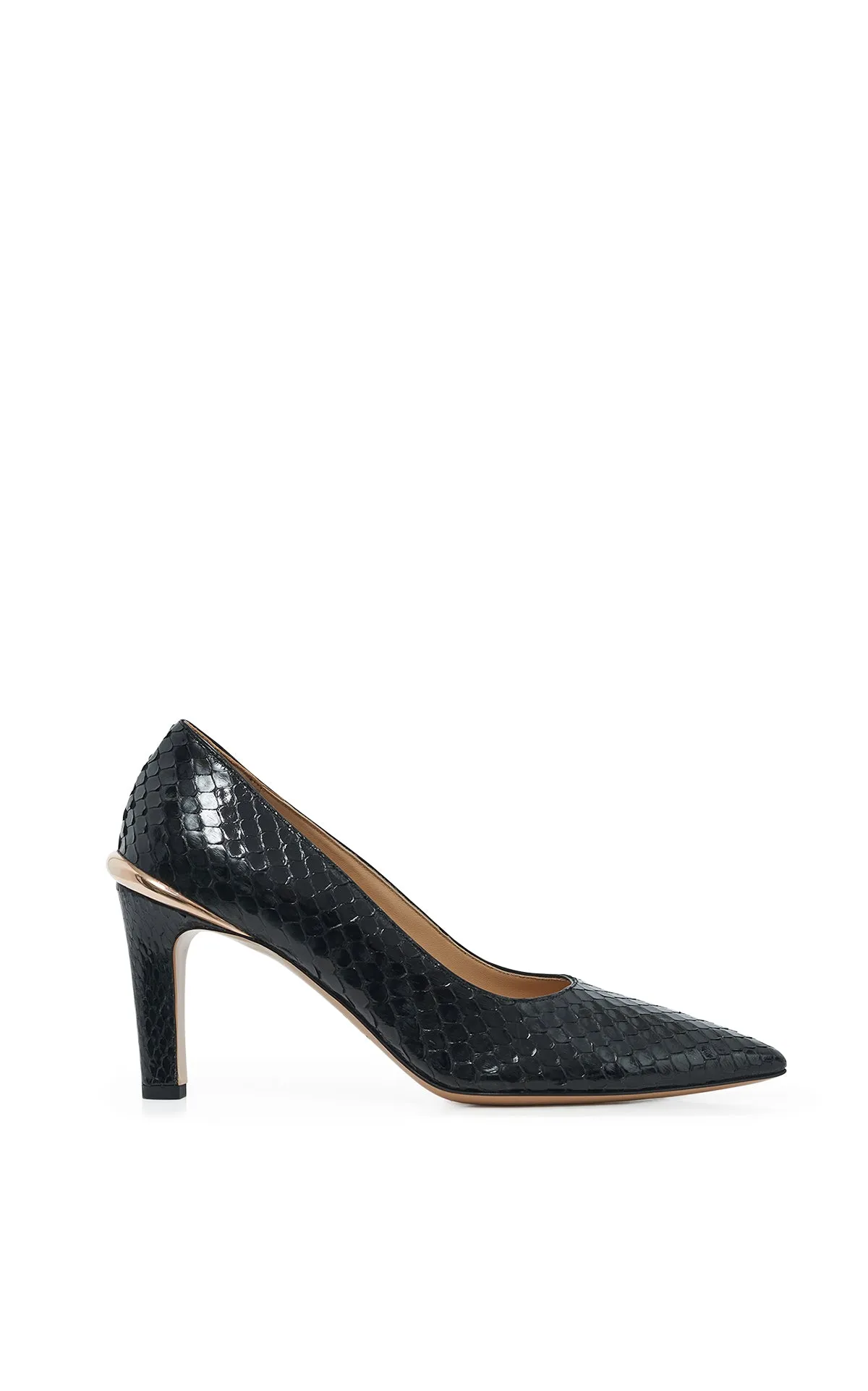 Edwina High Heel Stiletto Pump in Black Inversa™ Python Skin