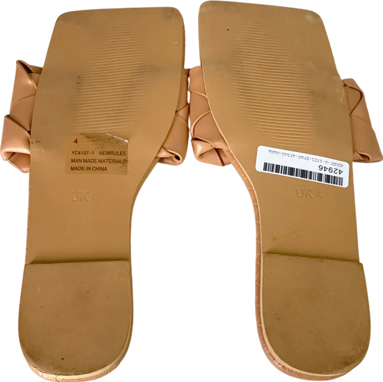 Ego Nude Woven Strap Detail Flat Slider Sandal UK 4 EU 37 