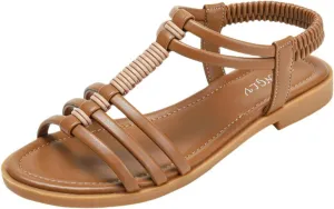 Flat Sandals for Women Dressy Summer Comfortable Ankle Strap Sandals, Casual Elastic Strap Slip on Flat Sandal Fashion Beach Walking Dress Shoes All Day Comfort
