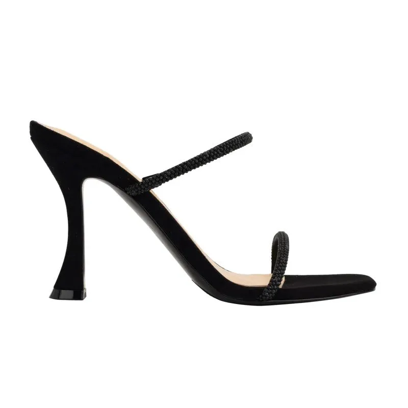 Glitter Straps Black Heels