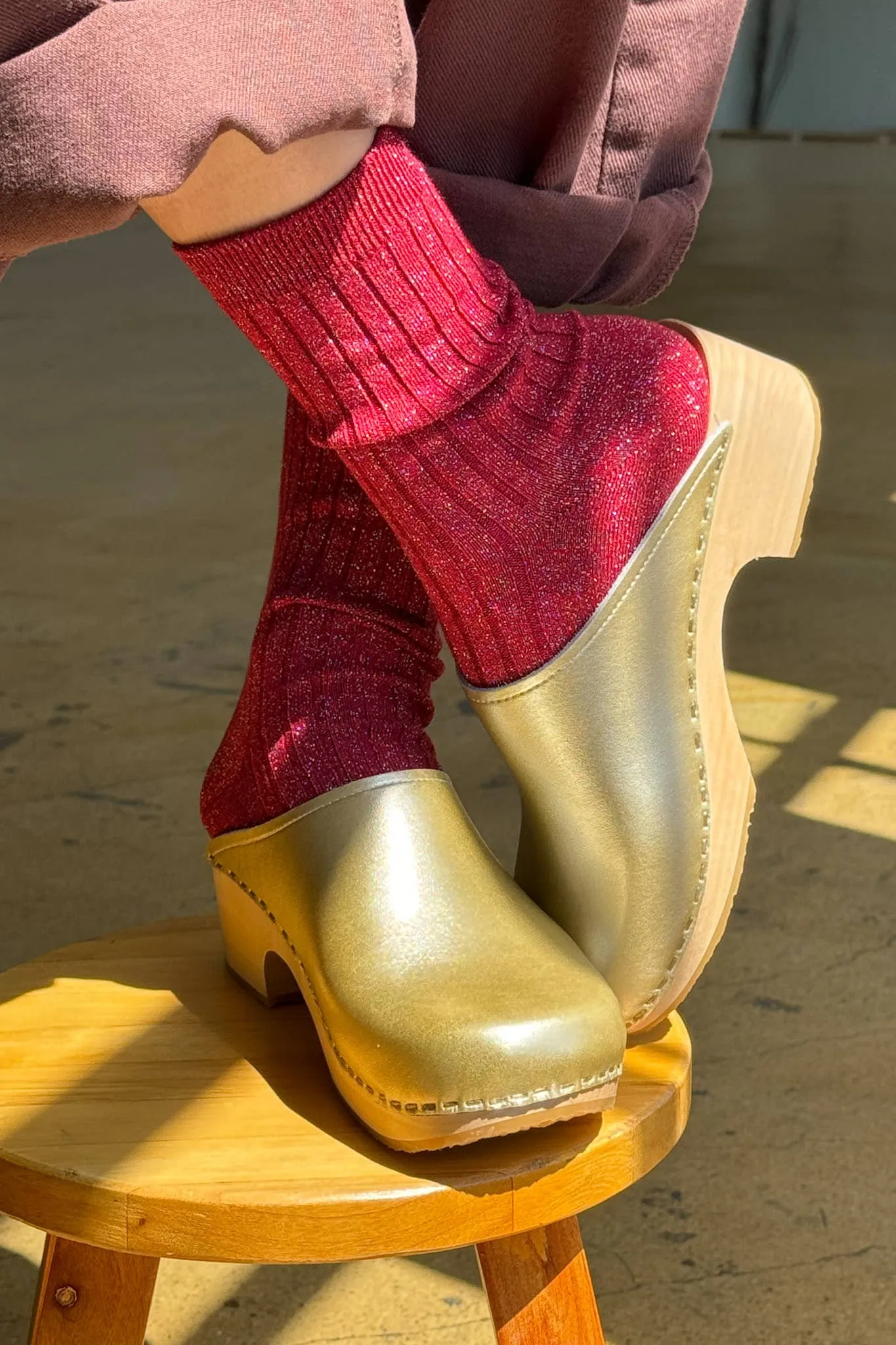 Her Socks Carmine Glitter