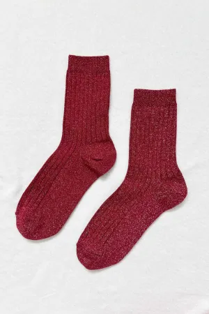 Her Socks Carmine Glitter