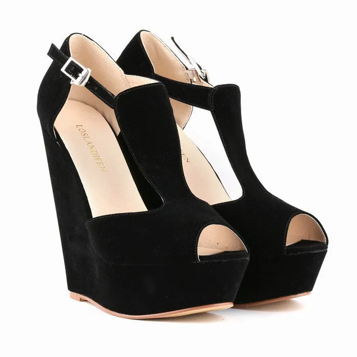 High-Heeled Wedge Roman Peep-Toe Sandals