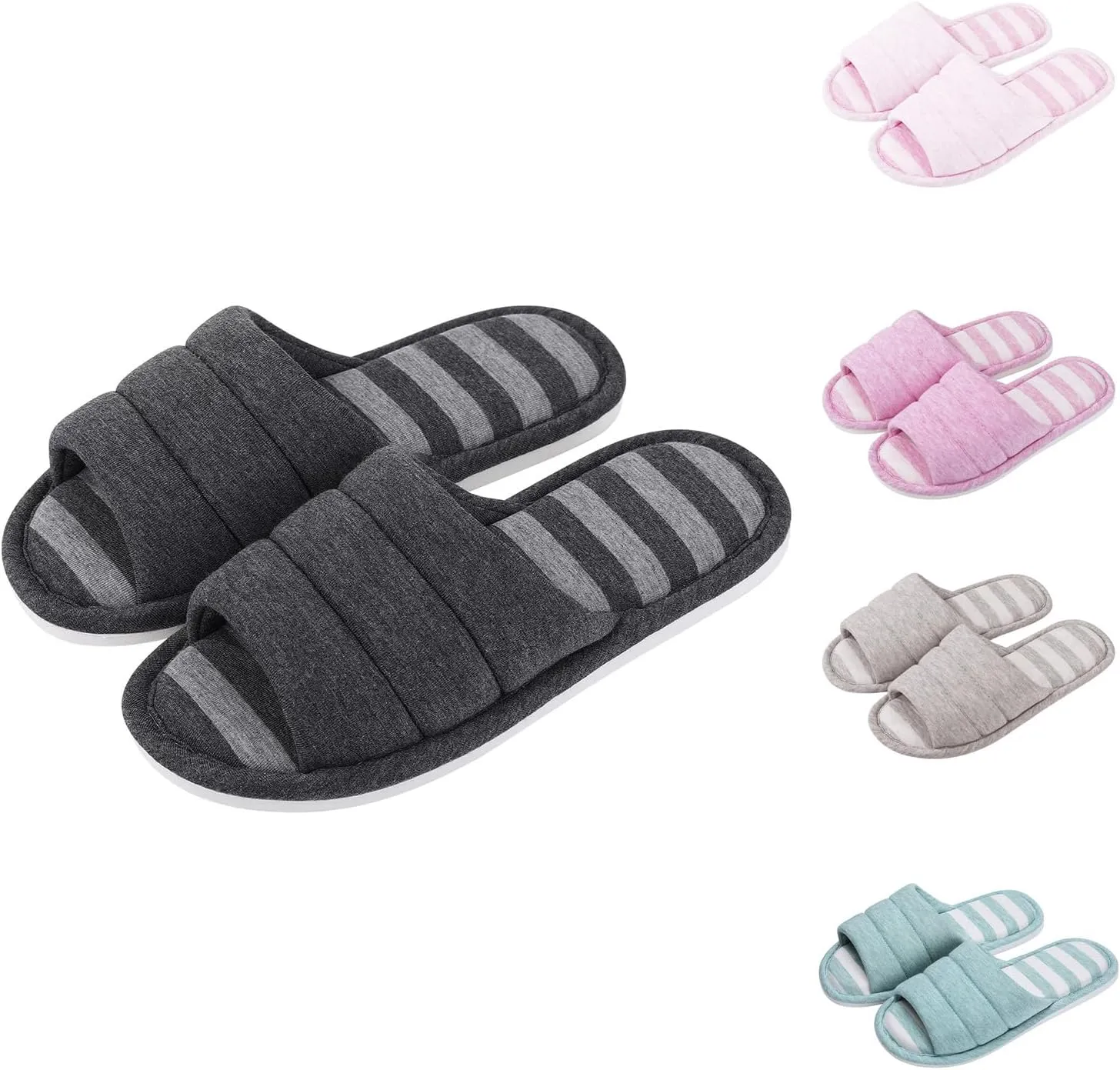 House Slippers for Women Men Casual Open Toe House Flat Slippers Soft Indoor Outdoor Shoes Comfortable Slip On bedroom Slipper Lightweight Home Sandals