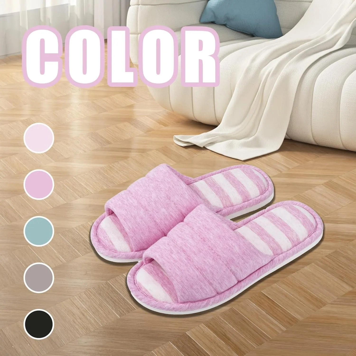 House Slippers for Women Men Casual Open Toe House Flat Slippers Soft Indoor Outdoor Shoes Comfortable Slip On bedroom Slipper Lightweight Home Sandals