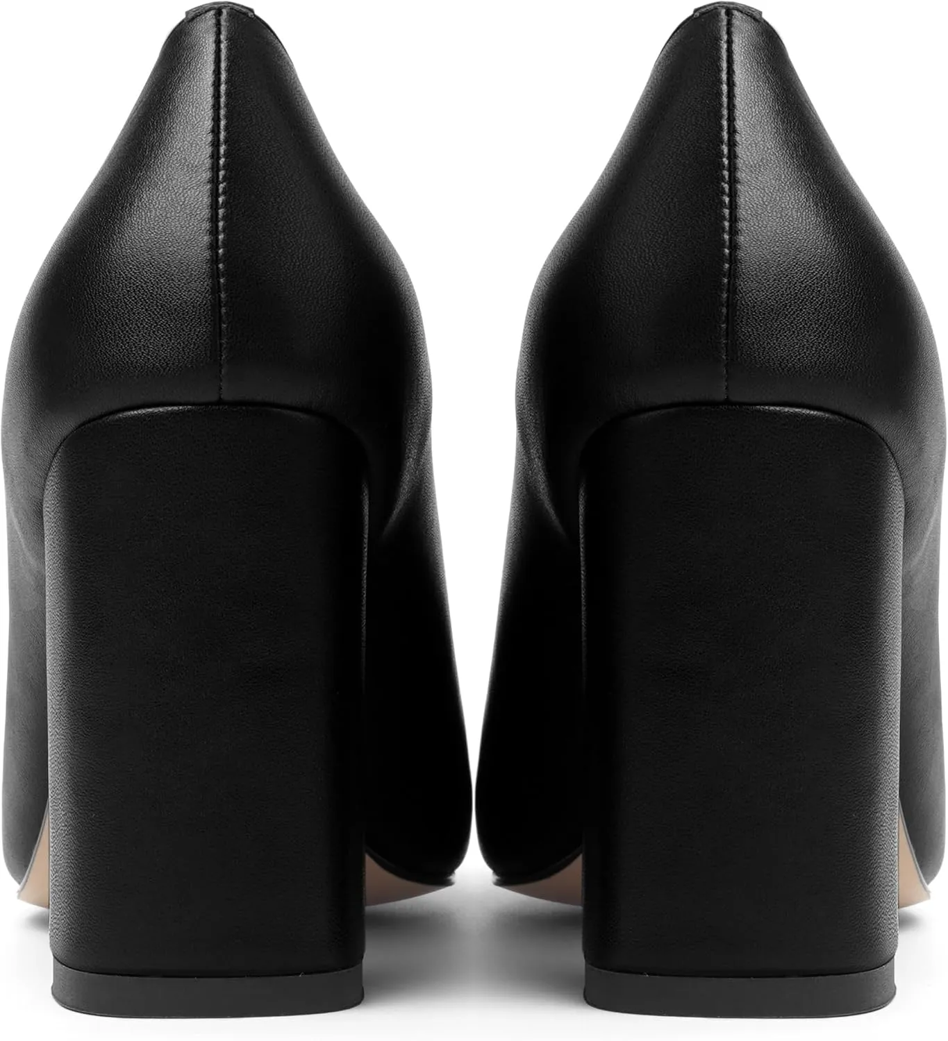 KUOARN Womens Matte Solid Square Toe Work Slip On Fashion Block High Heel Pumps Shoes 3.3 Inch