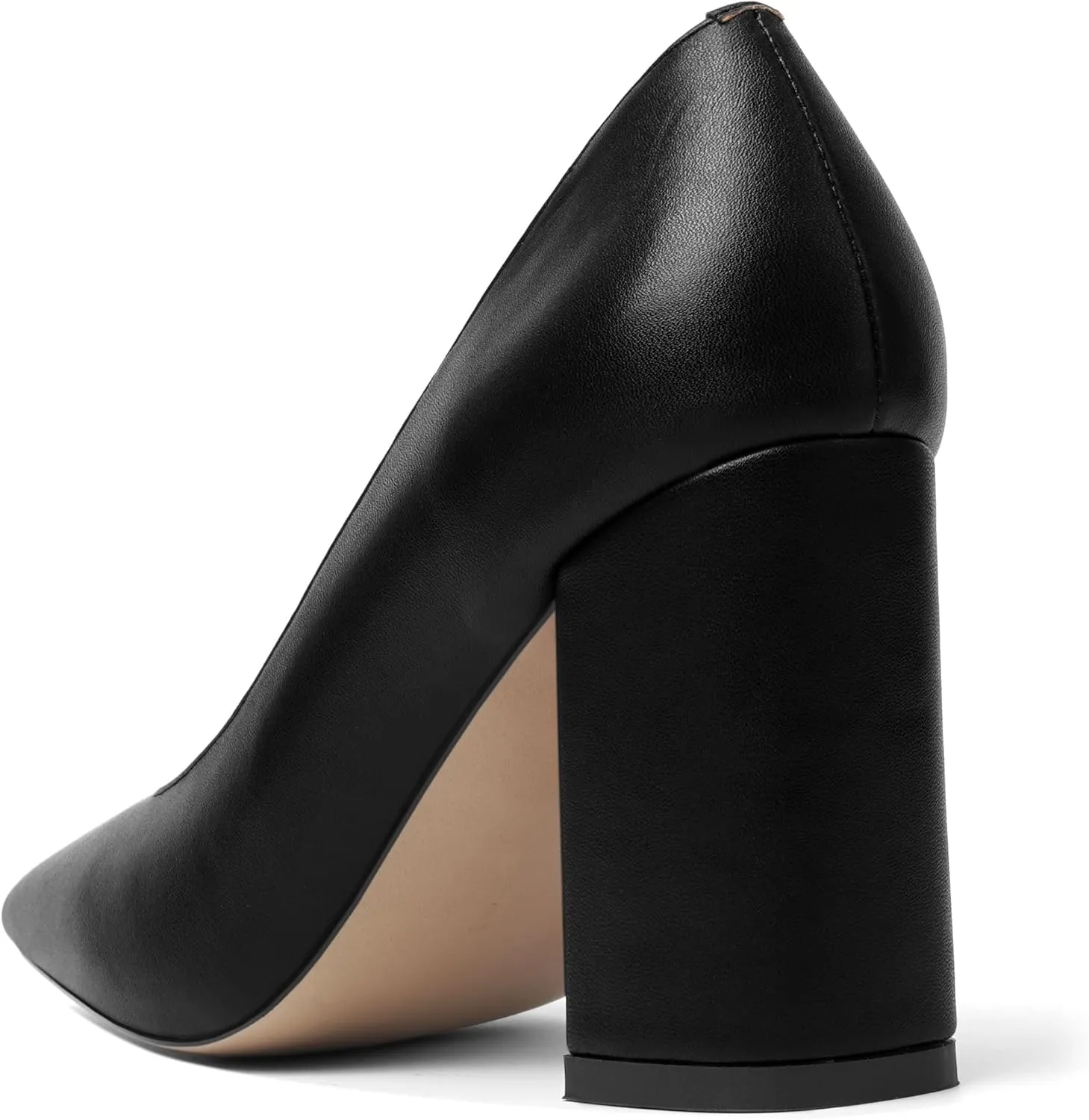 KUOARN Womens Matte Solid Square Toe Work Slip On Fashion Block High Heel Pumps Shoes 3.3 Inch