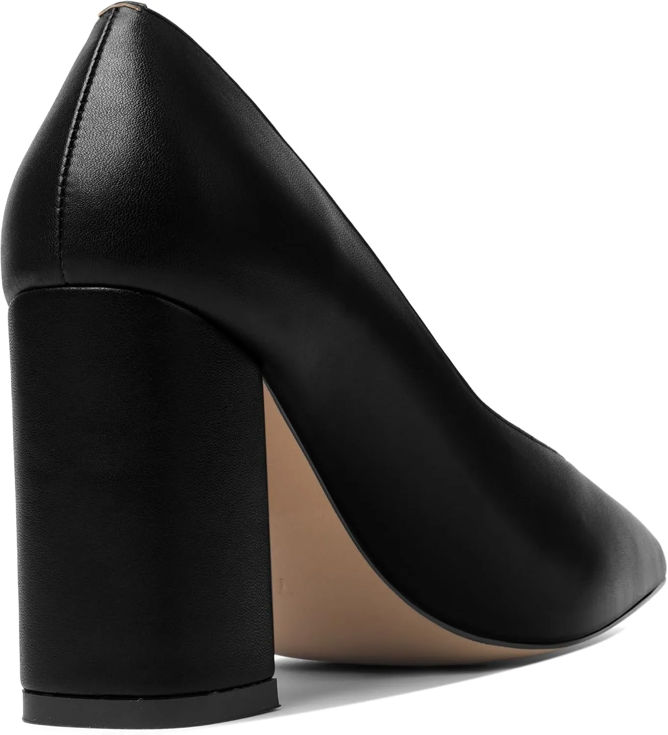 KUOARN Womens Matte Solid Square Toe Work Slip On Fashion Block High Heel Pumps Shoes 3.3 Inch