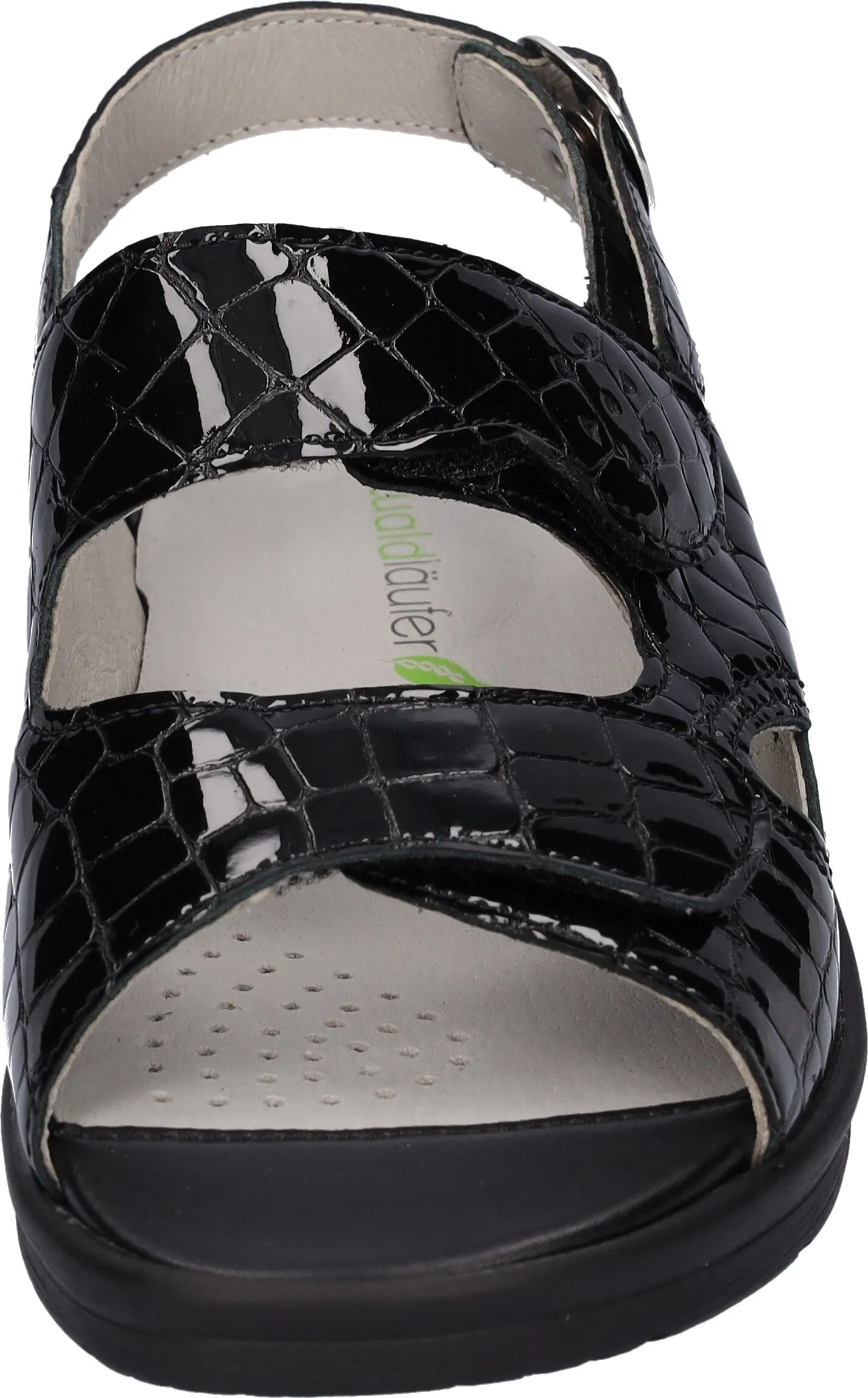 Ladies Waldlaufer Sandals Extra Wide Fitting M Black Patent Merle 811004 361