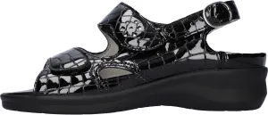 Ladies Waldlaufer Sandals Extra Wide Fitting M Black Patent Merle 811004 361