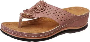 Ladmiple Womens Casual Dressy Fashion Orthopedic Platform Flip Flops Arch Support Roman Clip Toe Walking Slipper Shoes