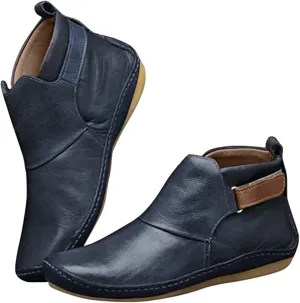 Lausiuoe Boots For Women Ankle Booties Flat Shoes Wedges Fashion Ankle Boots High Top Casual Dressy Western Boot Pull-On