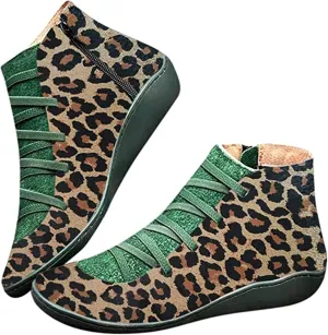 Lausiuoe Boots For Women Ankle Booties Flat Short Boots Side Zipper Shoes Western Casual Dressy Fashion Boot Pull-On