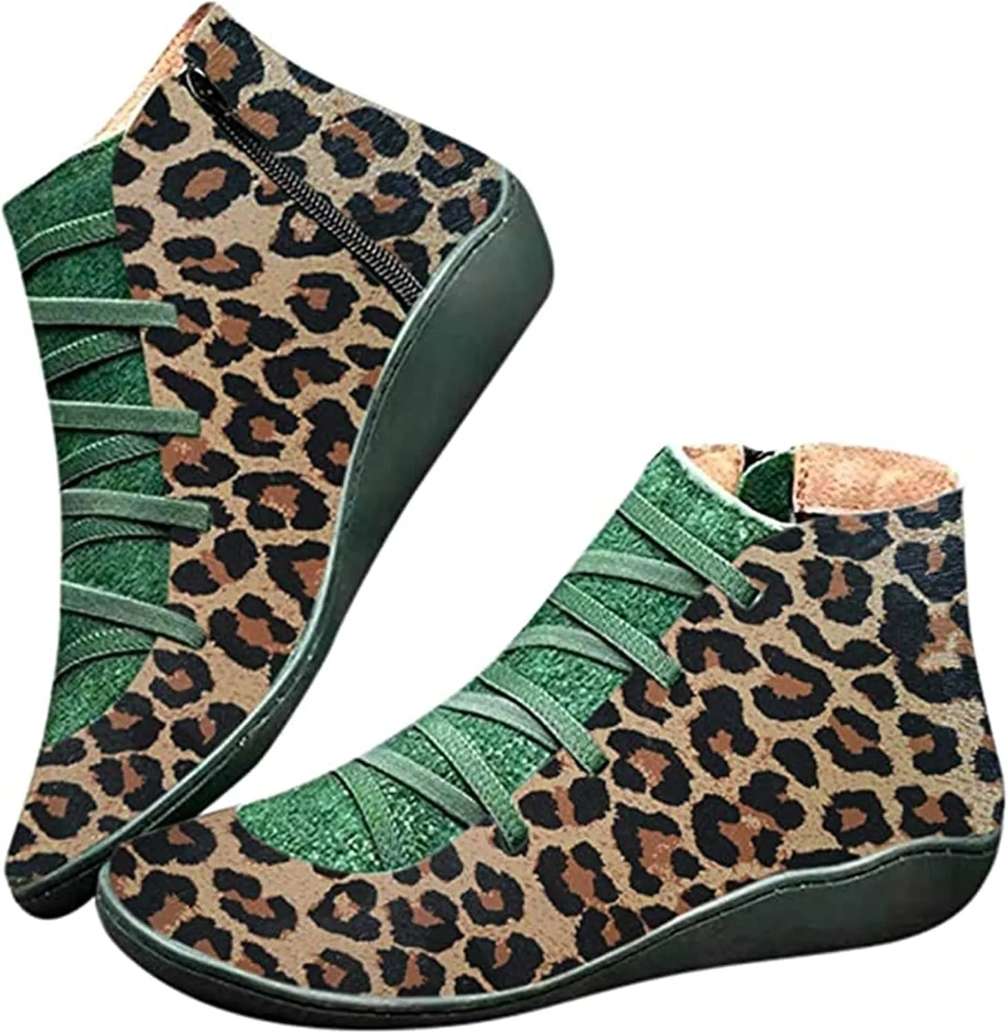 Lausiuoe Boots For Women Ankle Booties Flat Short Boots Side Zipper Shoes Western Casual Dressy Fashion Boot Pull-On
