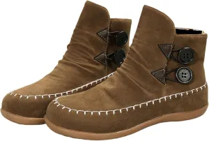 Lausiuoe Boots For Women Cowboy Style Flat Fashion Ankle Booties Causal Dressy Side Zipper Wide Width Western Boots
