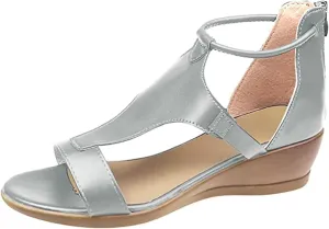 Lausiuoe Sandals Women Comfortable Dressy Wedge Platform Sandals Open Toe Ankle Strap Boho Casual Summer Shoes Sandalias