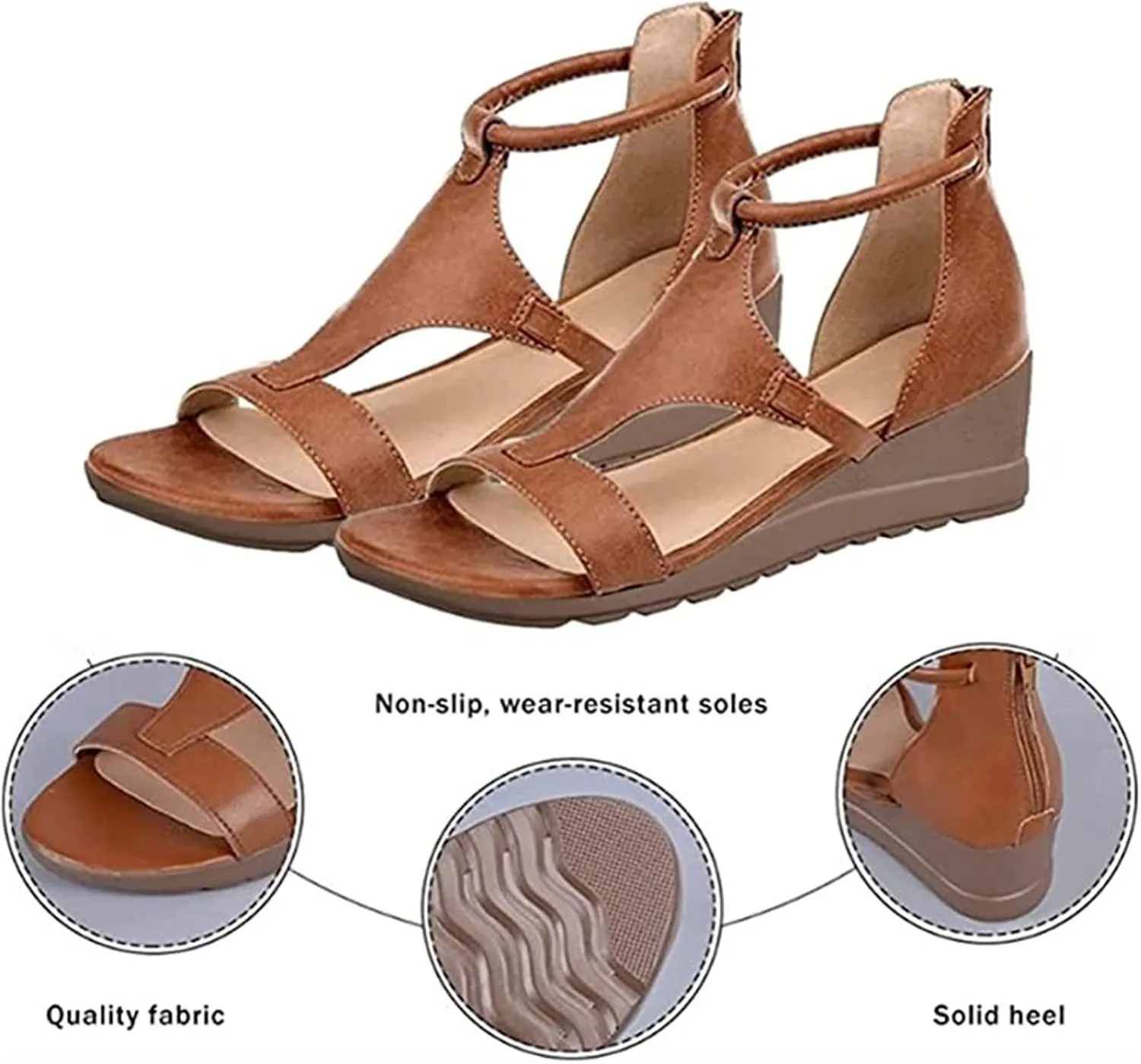 Lausiuoe Sandals Women Comfortable Dressy Wedge Platform Sandals Open Toe Ankle Strap Boho Casual Summer Shoes Sandalias