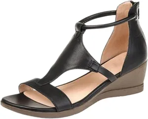 Lausiuoe Sandals Women Comfortable Dressy Wedge Platform Sandals Open Toe Ankle Strap Boho Casual Summer Shoes Sandalias