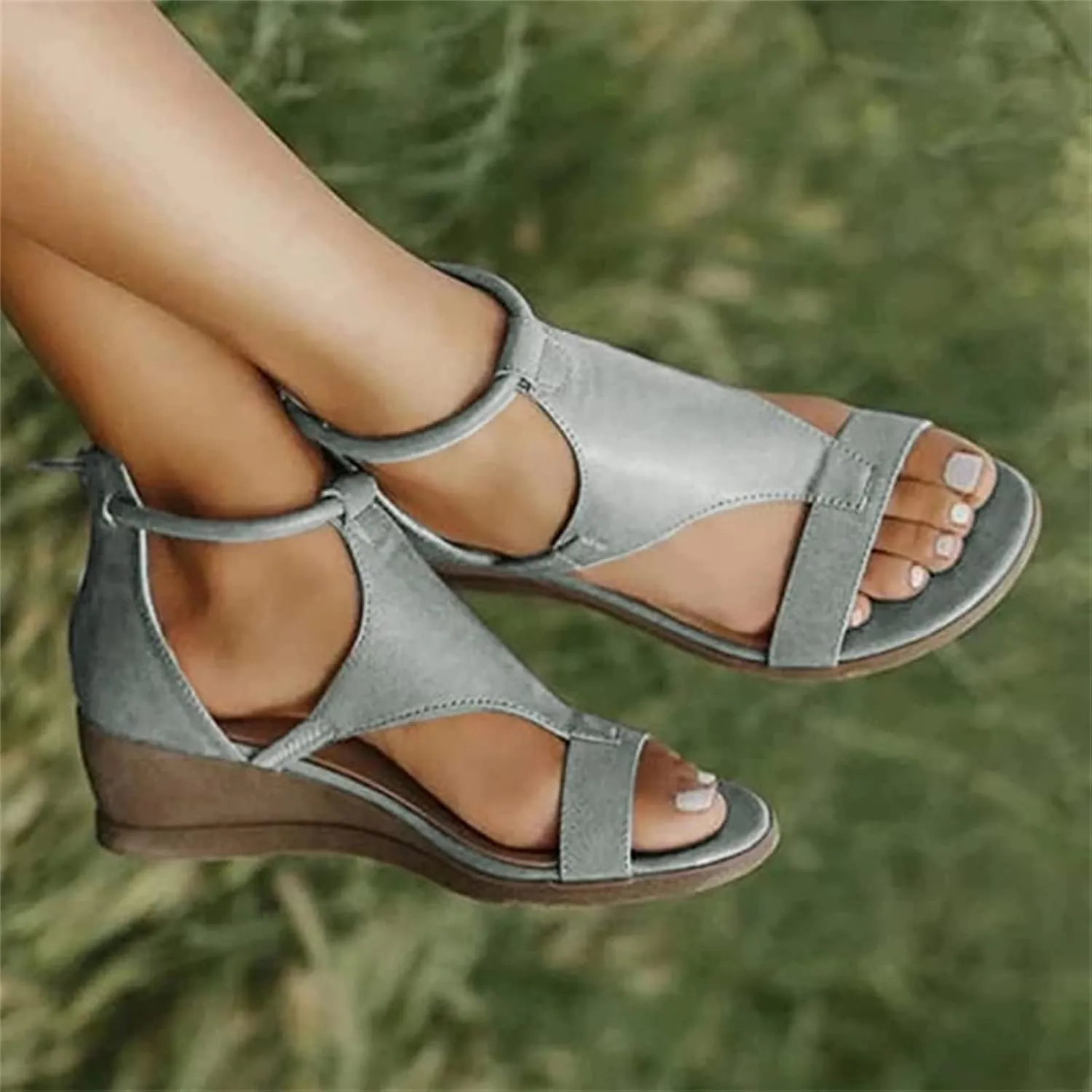Lausiuoe Sandals Women Comfortable Dressy Wedge Platform Sandals Open Toe Ankle Strap Boho Casual Summer Shoes Sandalias