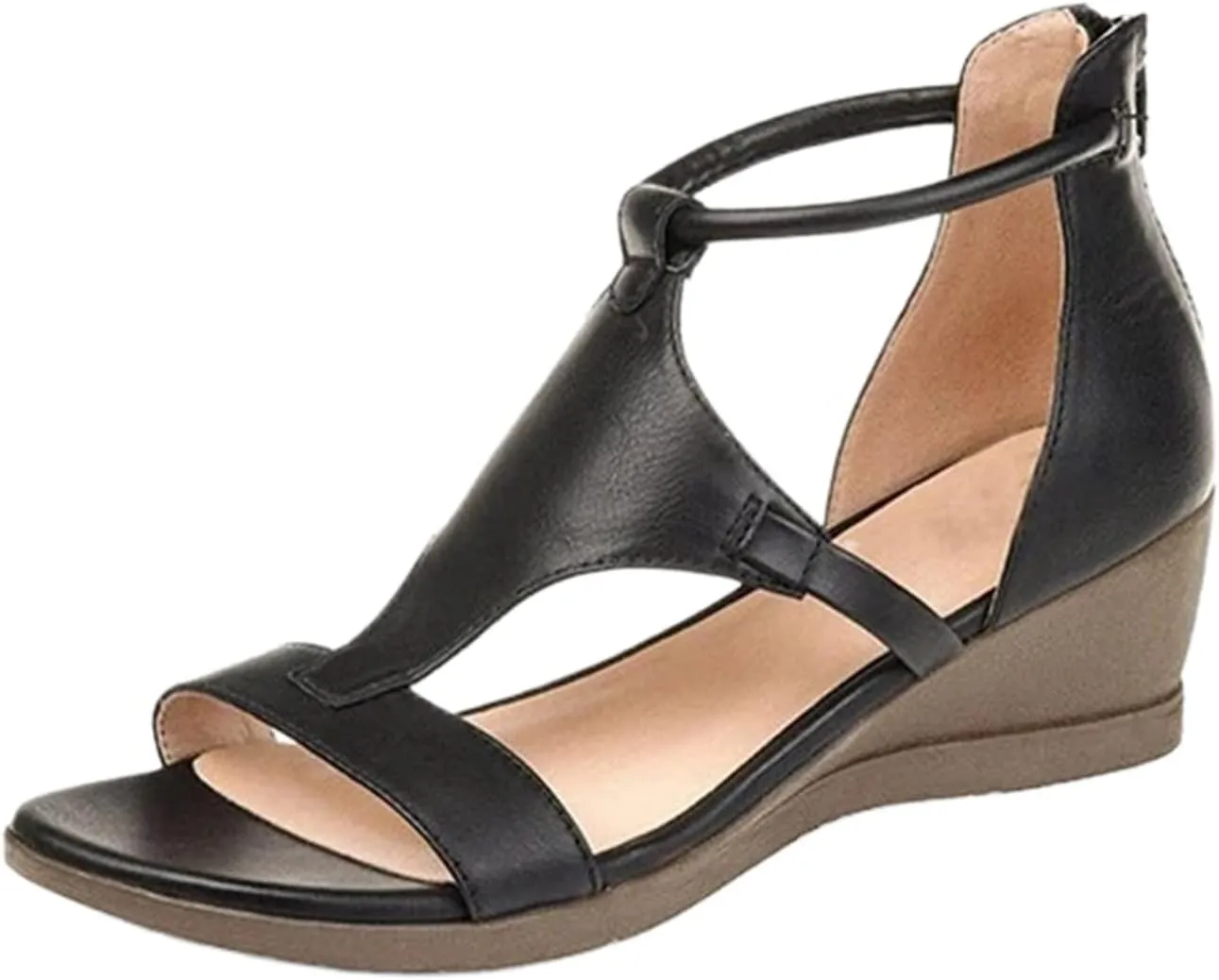 Lausiuoe Sandals Women Comfortable Dressy Wedge Platform Sandals Open Toe Ankle Strap Boho Casual Summer Shoes Sandalias