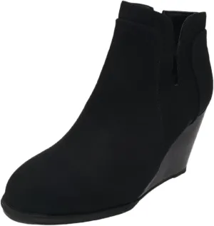 Lausiuoe Wedge Booties For Women Closed Toe Heeled Ankle Boots Casual Dressy Fashion Platform Wide Western Fall Booties