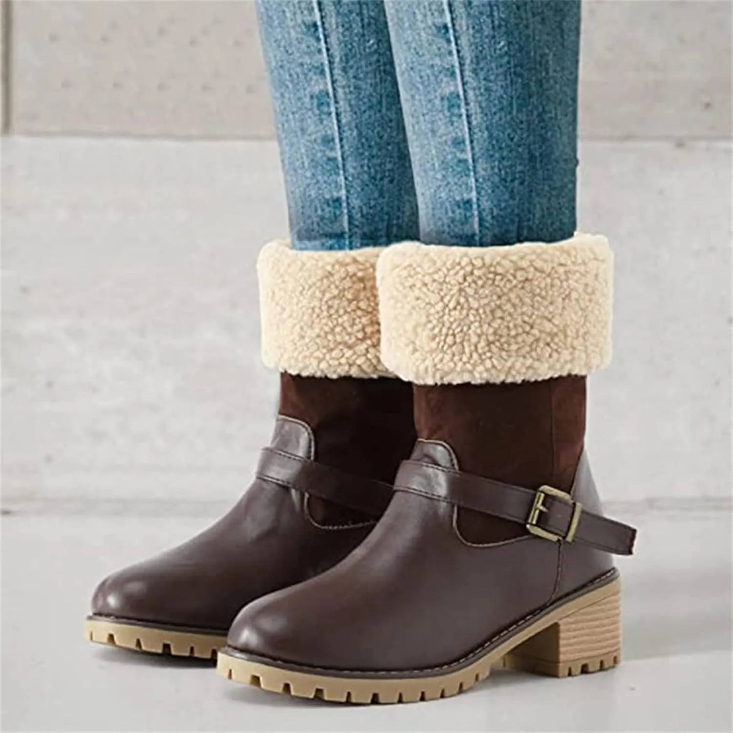 Lausiuoe Winter Boots For Women Fashion 2022 Womens Snow Boots With Warm Fur Lining Non Slip Fuzzy Booties Outdoor Platform Shoes