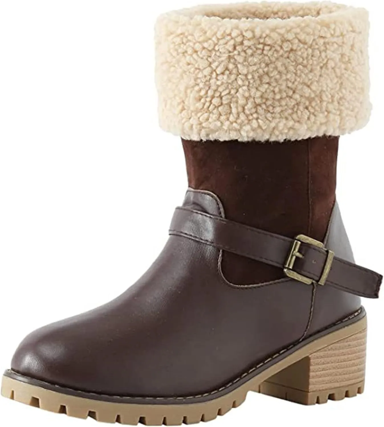 Lausiuoe Winter Boots For Women Fashion 2022 Womens Snow Boots With Warm Fur Lining Non Slip Fuzzy Booties Outdoor Platform Shoes